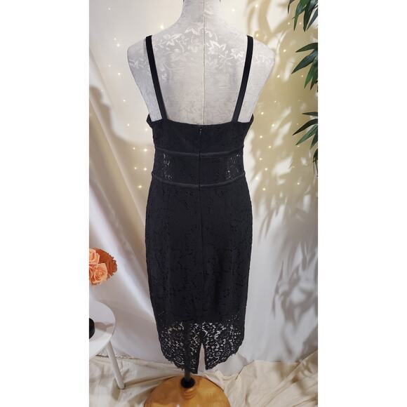 Express Lace Sheer Waist Cutout Bodycon Dress Size 10 Whimsigoth Coquette Black - Picture 3 of 13